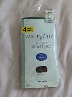 Vanity Fair Knee Highs 4 Pairs Taupe OS